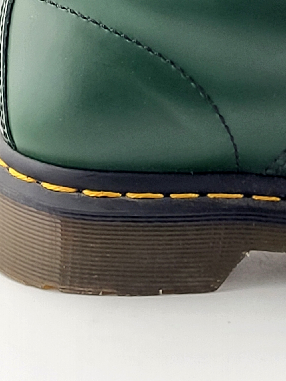 Dr. Martens 1460 Dark Green Lace Up Combat Boots Yellow Stitching Size 8 Exc Con - Picture 4 of 16